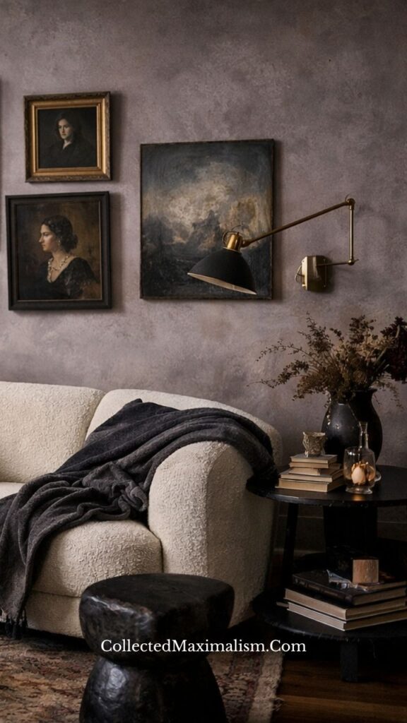 dark academia wall sconce lighting beside seating creating soft directional glow