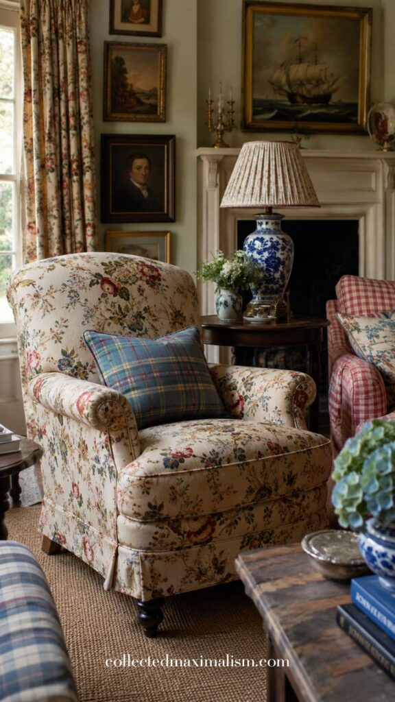 How to Choose Living Room Chairs for a Cozy Collected English Cottage Look