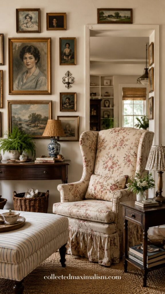 How to Choose Living Room Chairs for a Cozy Collected English Cottage Look